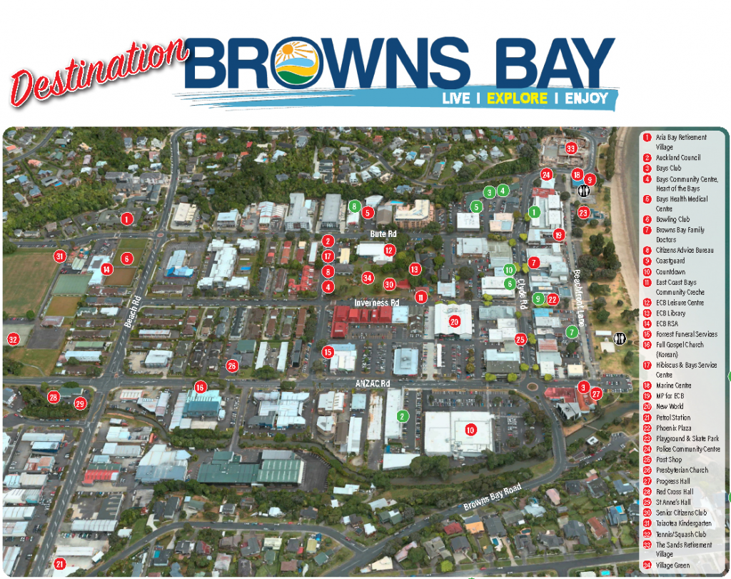 Browns Bay map of shops